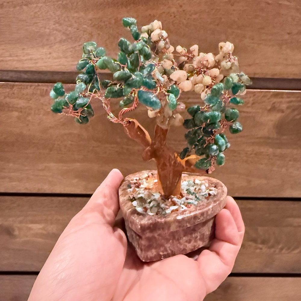 Gemstone Bonsai Tree with Multicolor Crystals or money tree heart base